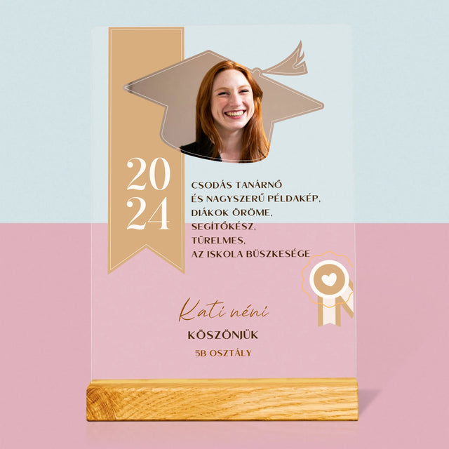 Fotó És Felirat: Oklevél Tanár Részére - Akrilüvegre Nyomtatott Kép