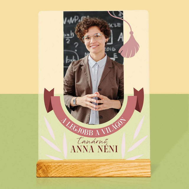 Fotó És Felirat: A Legjobb Tanárnő A Világon - Akrilüvegre Nyomtatott Kép