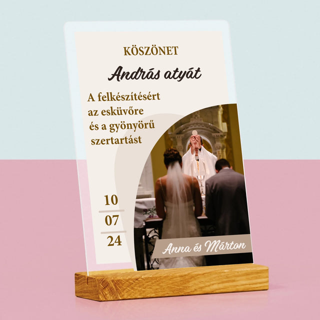 Fotó És Felirat: Köszönet Papnak Az Esküvőért - Akrilüvegre Nyomtatott Kép