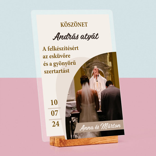 Fotó És Felirat: Köszönet Papnak Az Esküvőért - Akrilüvegre Nyomtatott Kép