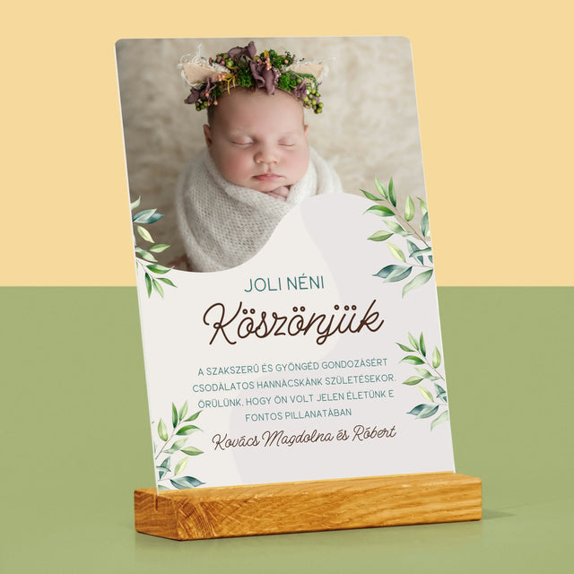 Fotó És Felirat: Köszönet A Szülésznőnek - Akrilüvegre Nyomtatott Kép