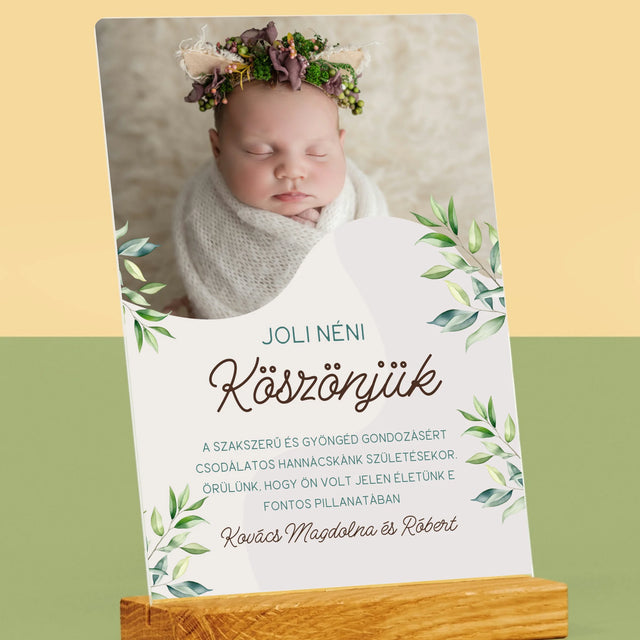 Fotó És Felirat: Köszönet A Szülésznőnek - Akrilüvegre Nyomtatott Kép