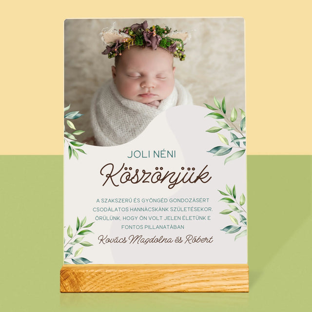 Fotó És Felirat: Köszönet A Szülésznőnek - Akrilüvegre Nyomtatott Kép