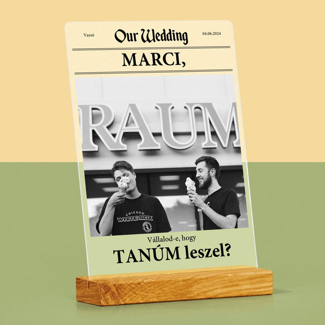 Fotó És Felirat: Our Wedding Tanú - Akrilüvegre Nyomtatott Kép