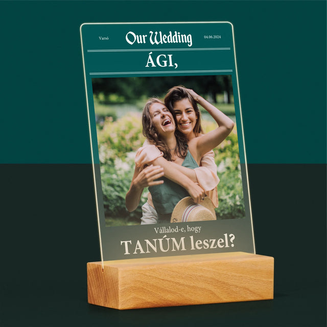 Fotó És Felirat: Our Wedding Tanú - Akrilüvegre Nyomtatott Kép