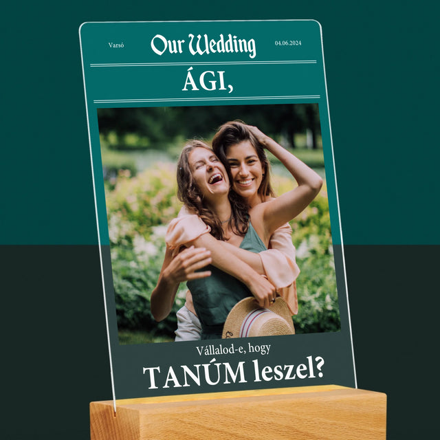 Fotó És Felirat: Our Wedding Tanú - Akrilüvegre Nyomtatott Kép