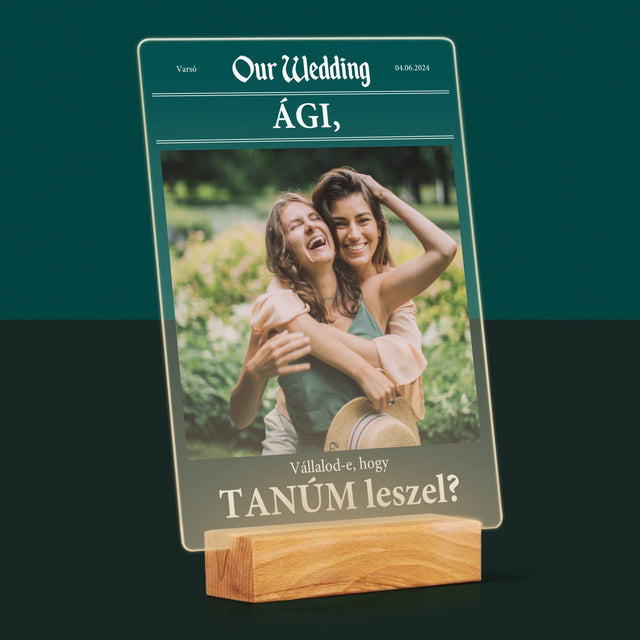 Fotó És Felirat: Our Wedding Tanú - Akrilüvegre Nyomtatott Kép