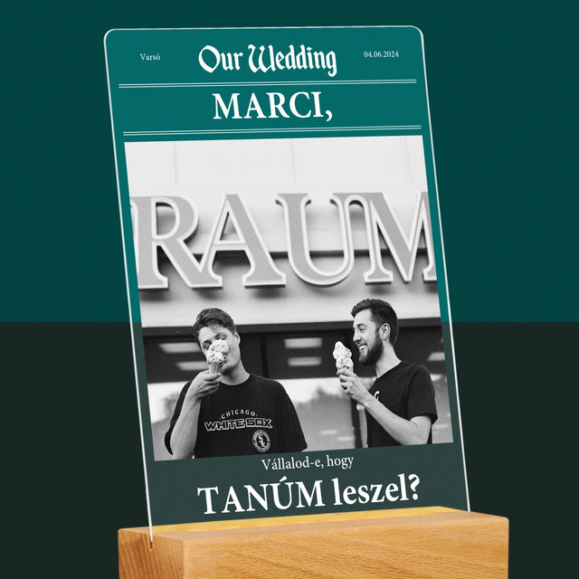 Fotó És Felirat: Our Wedding Tanú - Akrilüvegre Nyomtatott Kép
