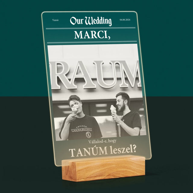 Fotó És Felirat: Our Wedding Tanú - Akrilüvegre Nyomtatott Kép