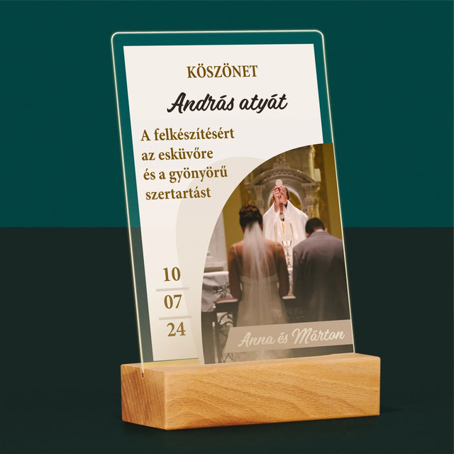 Fotó És Felirat: Köszönet Papnak Az Esküvőért - Akrilüvegre Nyomtatott Kép