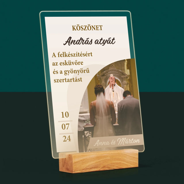 Fotó És Felirat: Köszönet Papnak Az Esküvőért - Akrilüvegre Nyomtatott Kép