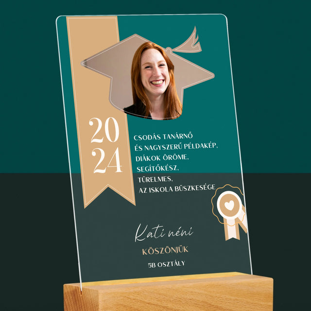 Fotó És Felirat: Oklevél Tanár Részére - Akrilüvegre Nyomtatott Kép