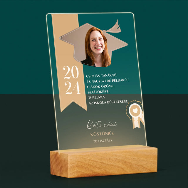 Fotó És Felirat: Oklevél Tanár Részére - Akrilüvegre Nyomtatott Kép