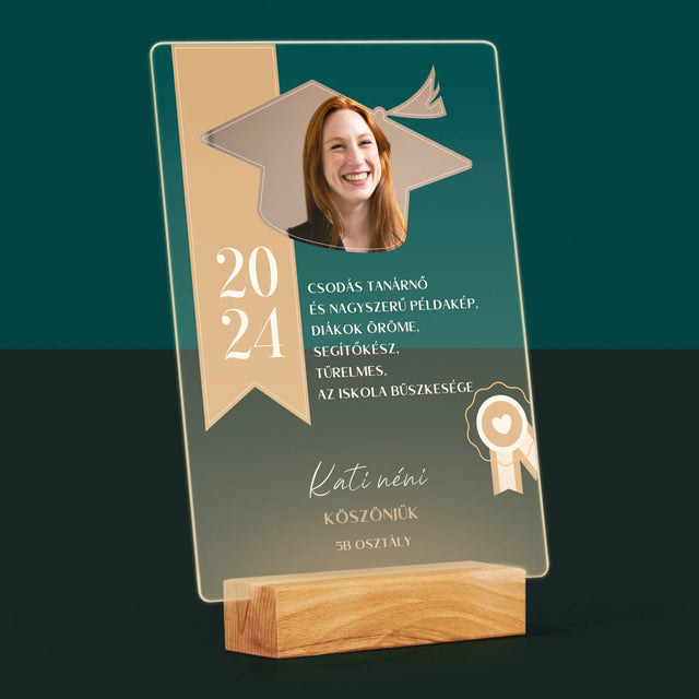 Fotó És Felirat: Oklevél Tanár Részére - Akrilüvegre Nyomtatott Kép