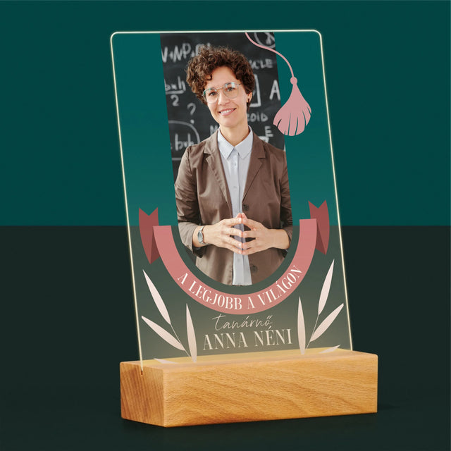 Fotó És Felirat: A Legjobb Tanárnő A Világon - Akrilüvegre Nyomtatott Kép