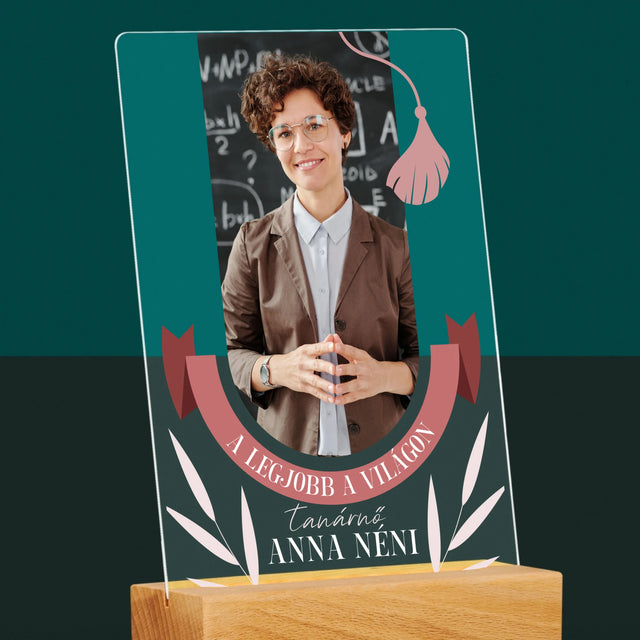 Fotó És Felirat: A Legjobb Tanárnő A Világon - Akrilüvegre Nyomtatott Kép