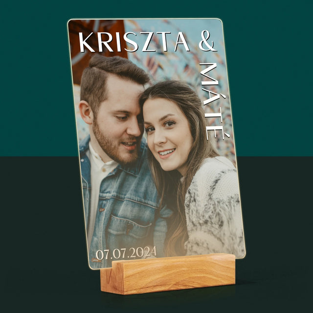 Fotó És Felirat: Keresztnevek Esküvő - Akrilüvegre Nyomtatott Kép