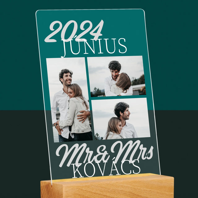 Fotókollázs: Mr&Mrs Dátum - Akrilüvegre Nyomtatott Kép
