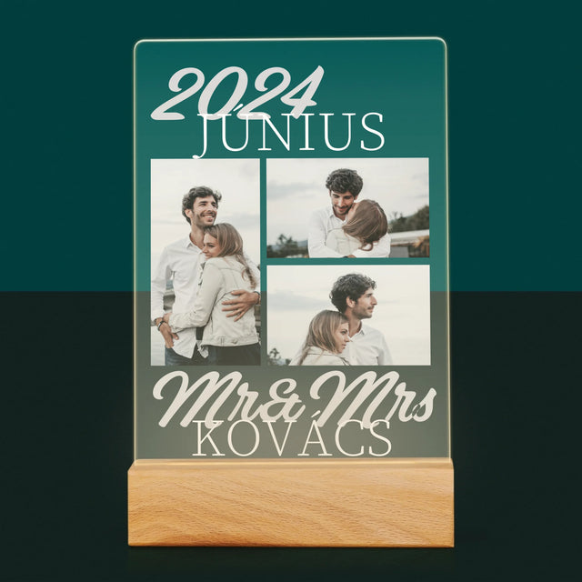 Fotókollázs: Mr&Mrs Dátum - Akrilüvegre Nyomtatott Kép