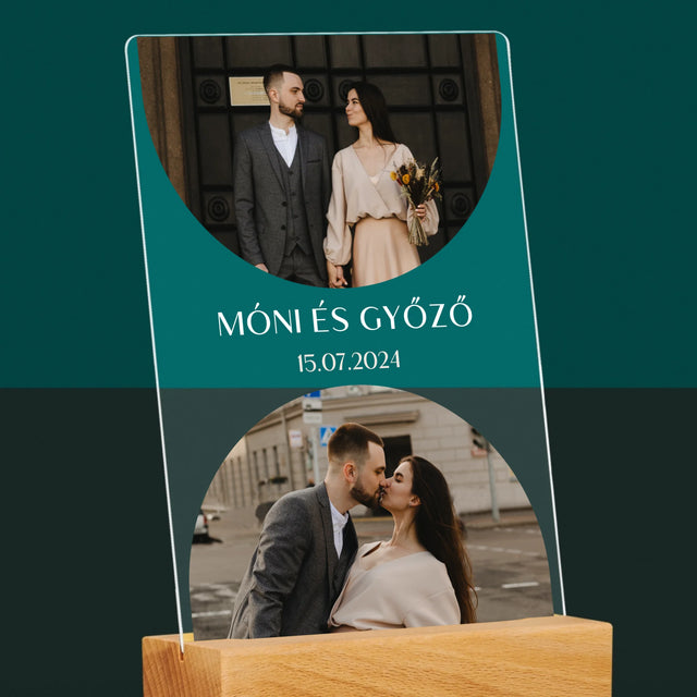 Fotókollázs: Esküvői Dátum - Akrilüvegre Nyomtatott Kép