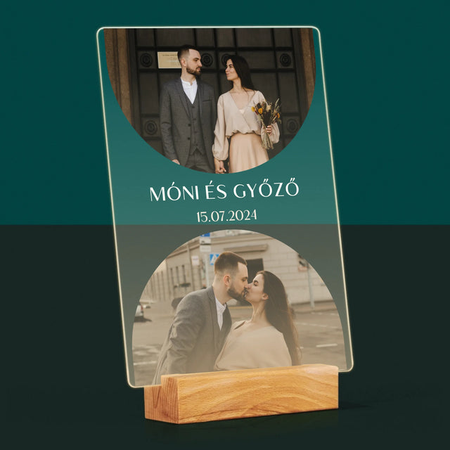 Fotókollázs: Esküvői Dátum - Akrilüvegre Nyomtatott Kép