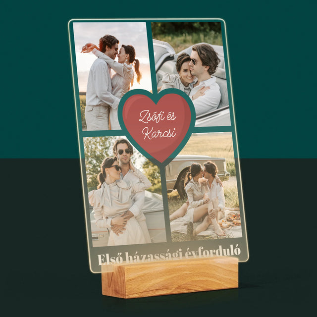 Fotókollázs: Első Évforduló Szív - Akrilüvegre Nyomtatott Kép