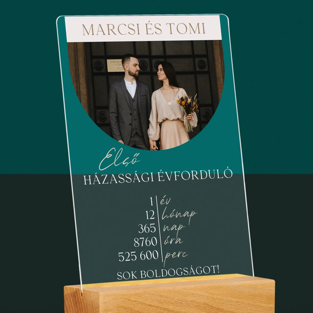 Fotó És Felirat: Első Házassági Évforduló - Akrilüvegre Nyomtatott Kép