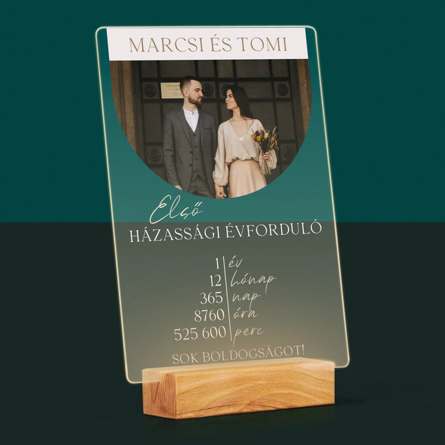 Fotó És Felirat: Első Házassági Évforduló - Akrilüvegre Nyomtatott Kép