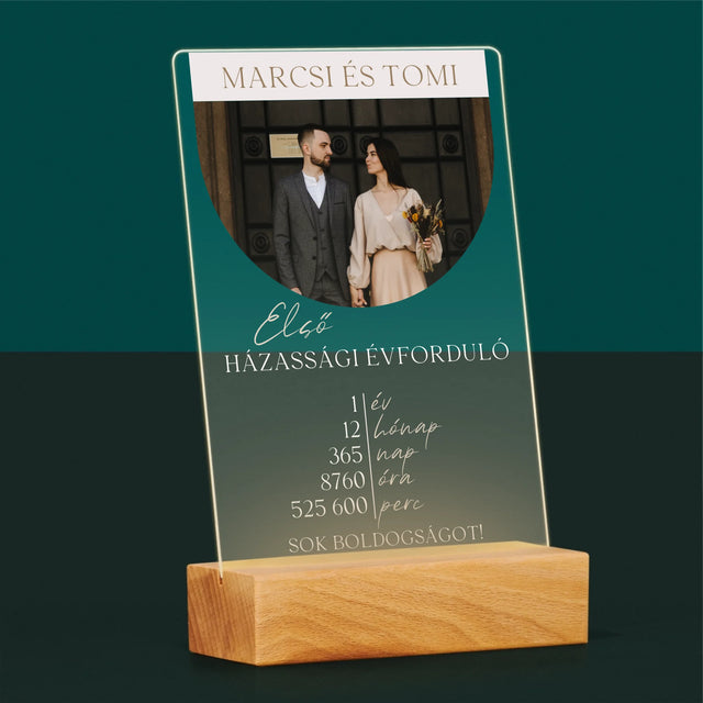 Fotó És Felirat: Első Házassági Évforduló - Akrilüvegre Nyomtatott Kép