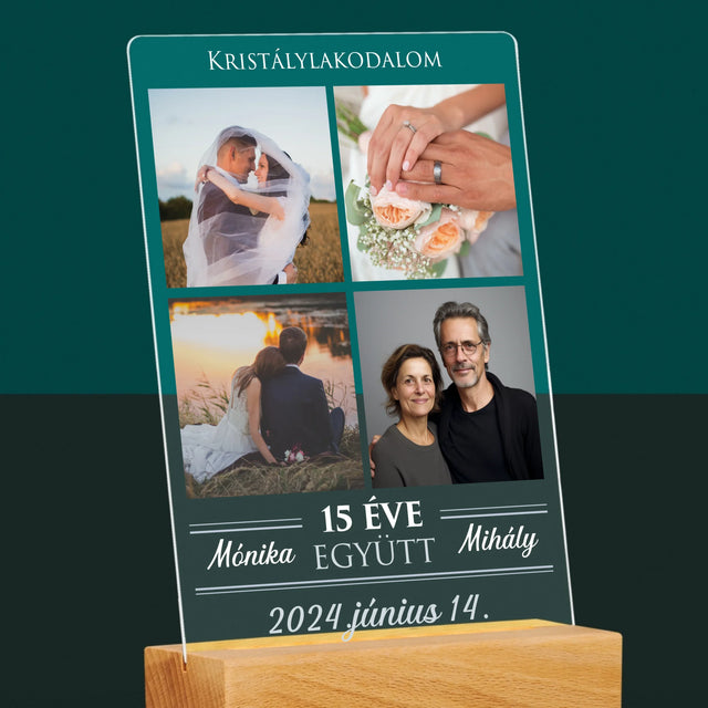 Fotókollázs: 15 Éve Együtt - Akrilüvegre Nyomtatott Kép