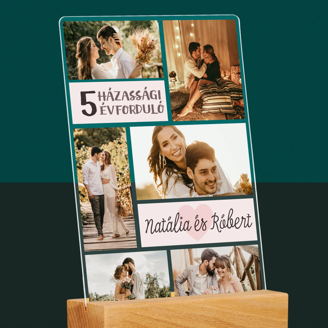 Fotókollázs: 5. Házassági Évforduló - Akrilüvegre Nyomtatott Kép