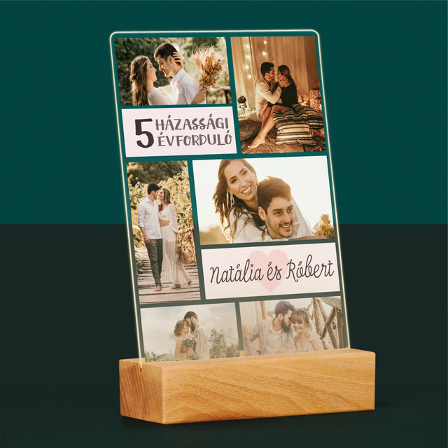 Fotókollázs: 5. Házassági Évforduló - Akrilüvegre Nyomtatott Kép