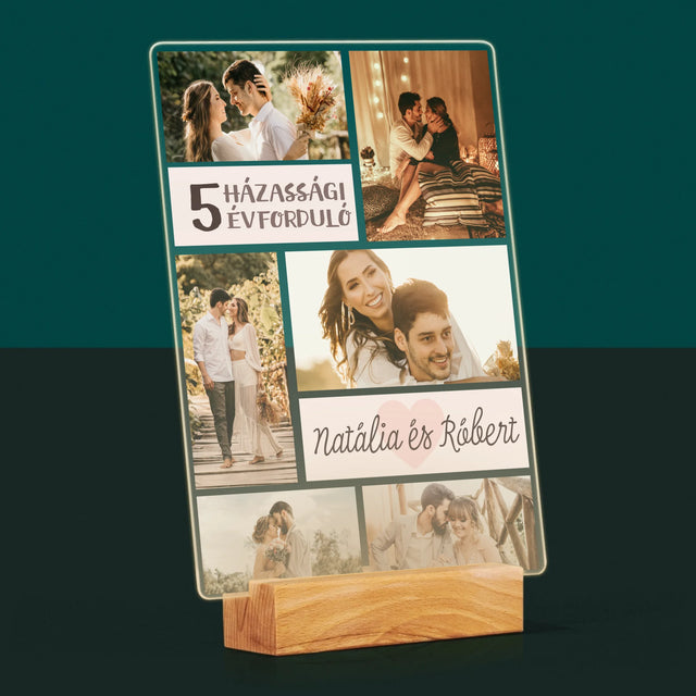 Fotókollázs: 5. Házassági Évforduló - Akrilüvegre Nyomtatott Kép