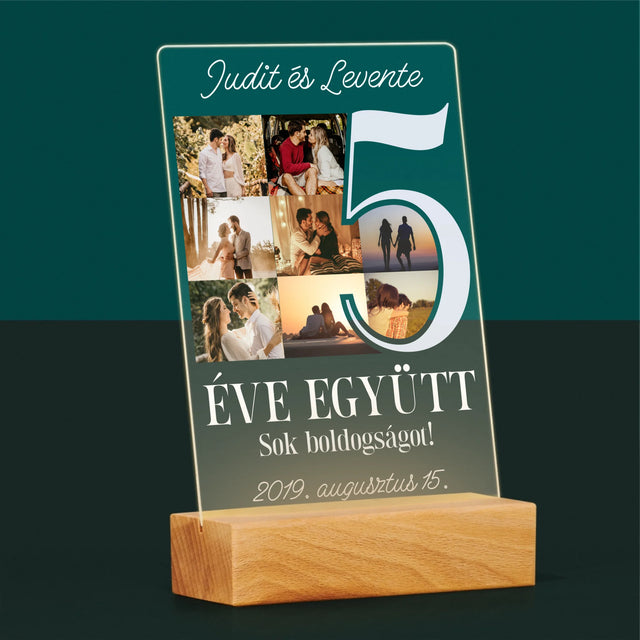Fotókollázs: 5 Éve Együtt - Akrilüvegre Nyomtatott Kép