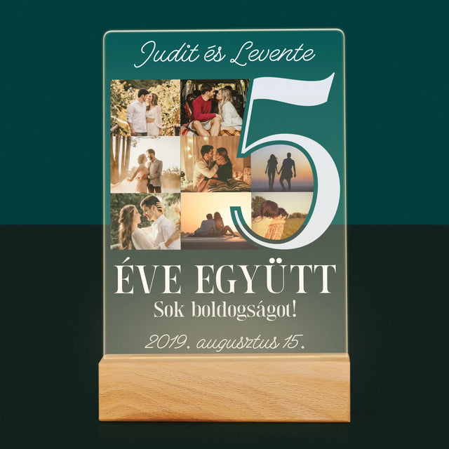 Fotókollázs: 5 Éve Együtt - Akrilüvegre Nyomtatott Kép