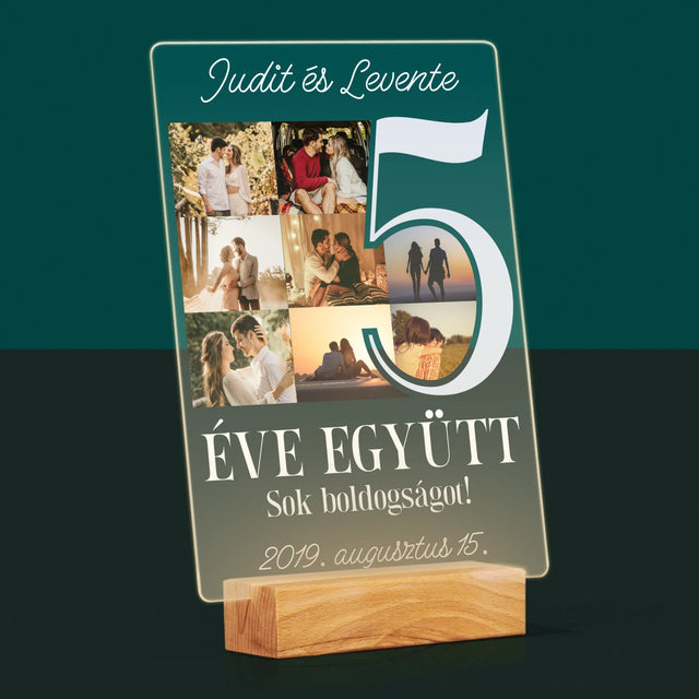 Fotókollázs: 5 Éve Együtt - Akrilüvegre Nyomtatott Kép