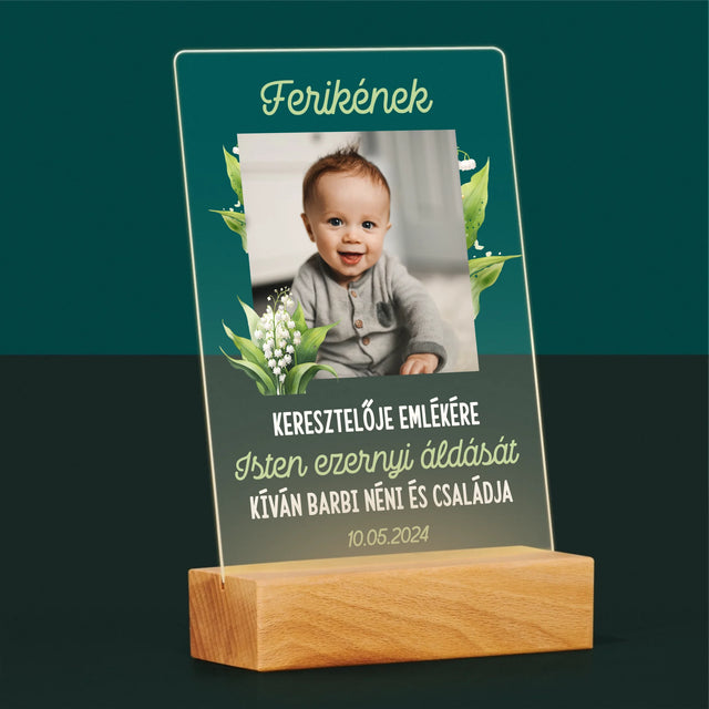 Fotó És Felirat: Keresztelői Emlék Hóvirág - Akrilüvegre Nyomtatott Kép