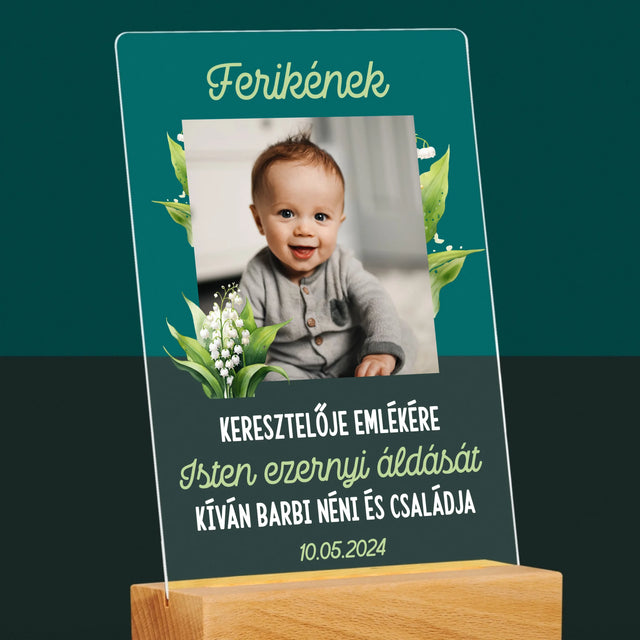 Fotó És Felirat: Keresztelői Emlék Hóvirág - Akrilüvegre Nyomtatott Kép