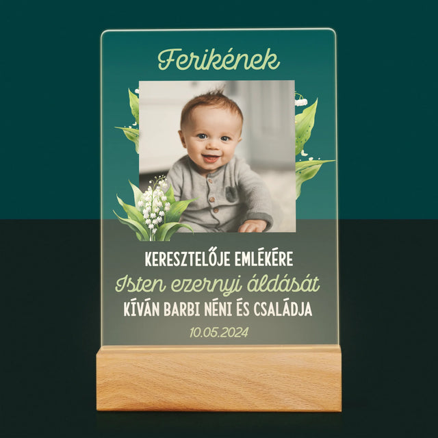 Fotó És Felirat: Keresztelői Emlék Hóvirág - Akrilüvegre Nyomtatott Kép