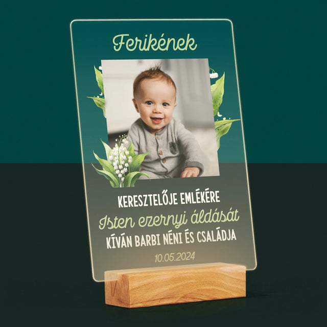 Fotó És Felirat: Keresztelői Emlék Hóvirág - Akrilüvegre Nyomtatott Kép