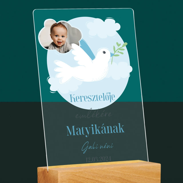 Fotó És Felirat: Keresztelői Emlék Galamb - Akrilüvegre Nyomtatott Kép