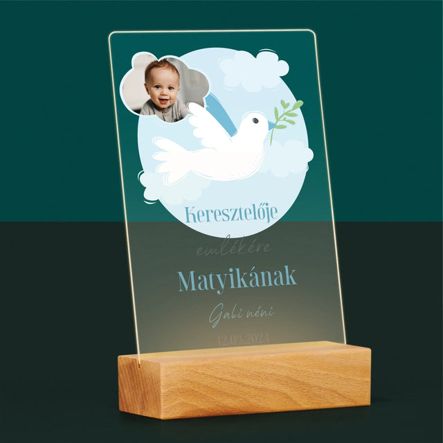 Fotó És Felirat: Keresztelői Emlék Galamb - Akrilüvegre Nyomtatott Kép