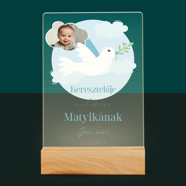 Fotó És Felirat: Keresztelői Emlék Galamb - Akrilüvegre Nyomtatott Kép
