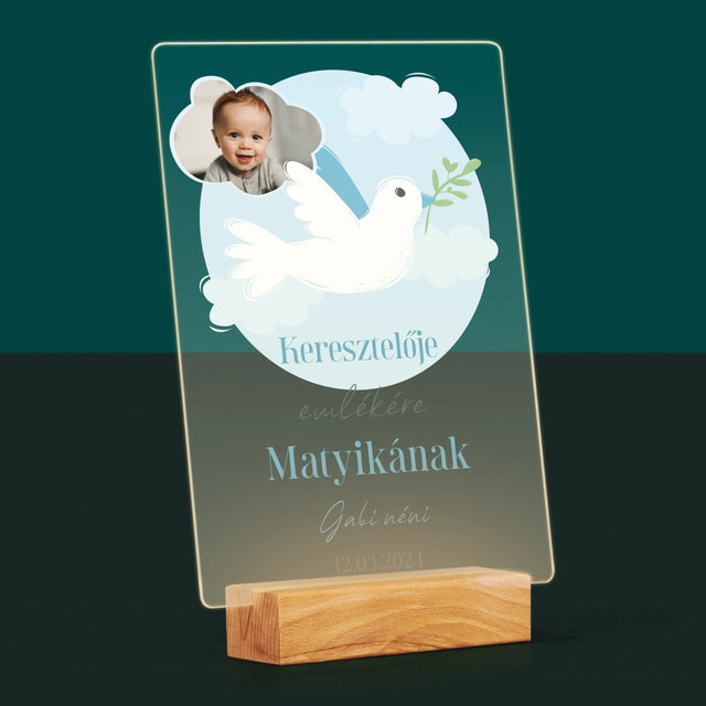 Fotó És Felirat: Keresztelői Emlék Galamb - Akrilüvegre Nyomtatott Kép