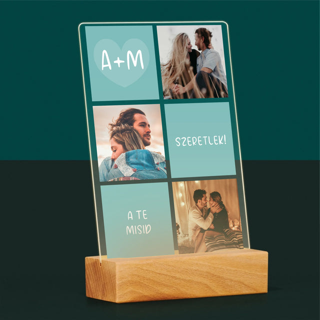 Fotókollázs: Szeretlek, Iniciálék - Akrilüvegre Nyomtatott Kép