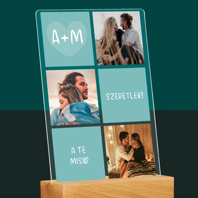 Fotókollázs: Szeretlek, Iniciálék - Akrilüvegre Nyomtatott Kép