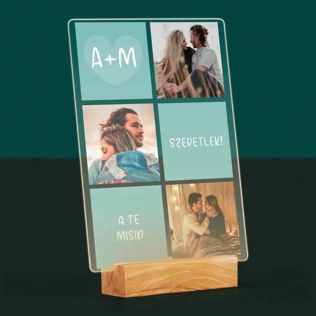 Fotókollázs: Szeretlek, Iniciálék - Akrilüvegre Nyomtatott Kép