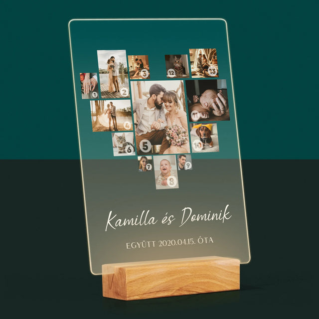 Fotókollázs: Szív Alakú Kollázs Képekből - Akrilüvegre Nyomtatott Kép