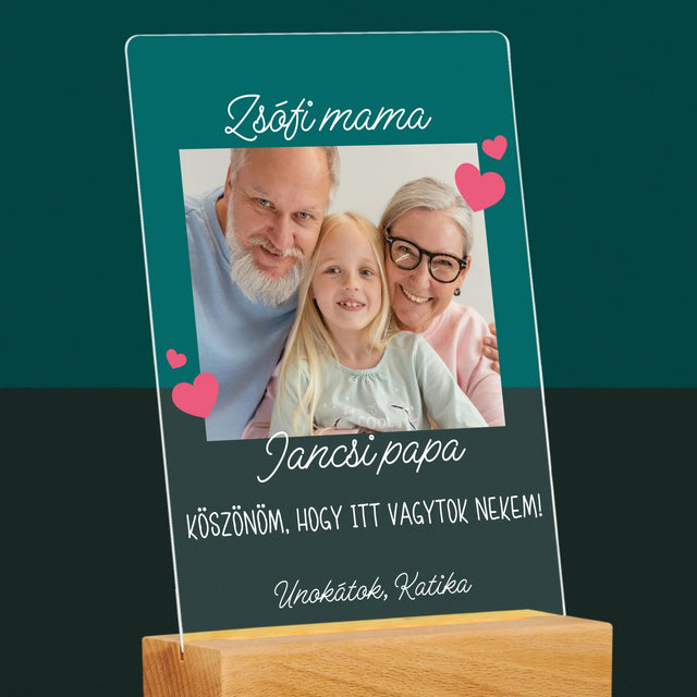 Fotó És Felirat: Köszönet A Nagyszülőknek - Akrilüvegre Nyomtatott Kép