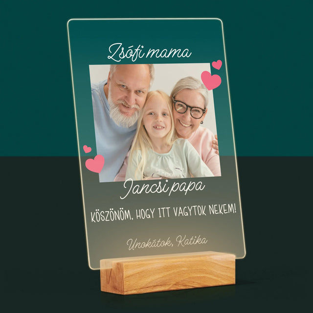 Fotó És Felirat: Köszönet A Nagyszülőknek - Akrilüvegre Nyomtatott Kép